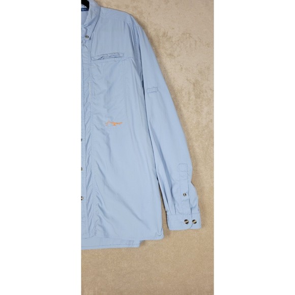 True Flies Men's Vented Fishing Shirt Long Sleeve Performance Utility Sz L Blue - Picture 3 of 16
